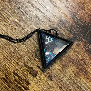 Origami Owl Black Triangle Locket Necklace with Gems and “A” Charm